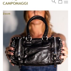 Campomaggi Black Studded Leather Satchel